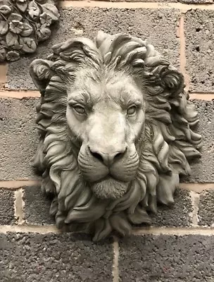 Large Lions Head Wall Hanging Ornament Sculpture concrete Stone Garden Wall Pla • £120