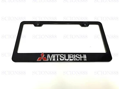 1pc 3D MITSUBISHI Emblem Badge BLACK Stainless Metal License Plate Frame Holder • $23.88