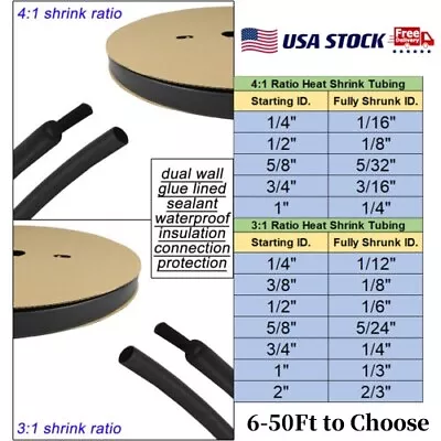 3:1&4:1 Dual Wall Ratio Heat Shrink Tubing Industrial Connection Kit Roll • $17.66