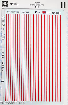 Microscale Decal HO #91135 Stripes 4  And 6  Widths (RED) Water Slide Decal  • $6.49