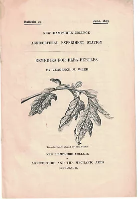 WeedClarence M NH College AGRICULTURAL EXPERIMENT STA Remedies For Flea Beetles • £8.04
