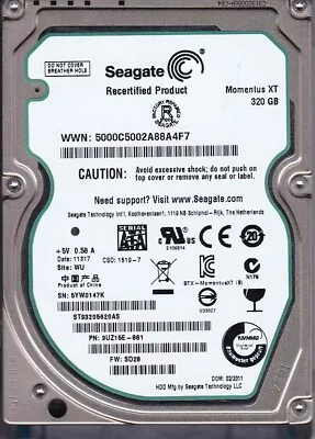 ST93205620AS P/n: 9UZ15E-881 F/w: SD28 WU S/n: 5YW 2011 320GB SATA 2.5  HDD 6105 • $244.99