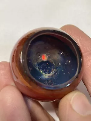 Glass Boro Marble Deep Space W/ Opal Stone & Nebul HandMade Art Facet ￼Sculpture • $200