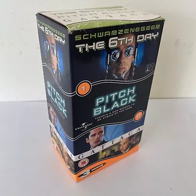 The 6th Day Pitch Black Gattaca VHS Triple Video Sci Fi Boxset Schwarzenegger • £7.50