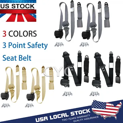 1/2 Set Retractable 3 Point Safety Seat Belt Straps Car Vehicle Adjustable Belt  • $39.55