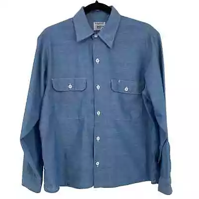 Vintage JC Penney Big Mac Lightweight Denim Button Front Long Sleeve Shirt M • $17.46