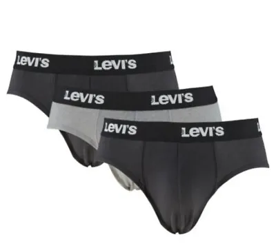 £26.99 • Buy 3x Box Of Levi's Solid Men's Briefs Navy/Grey Double Layered 3 Per Pack Size S