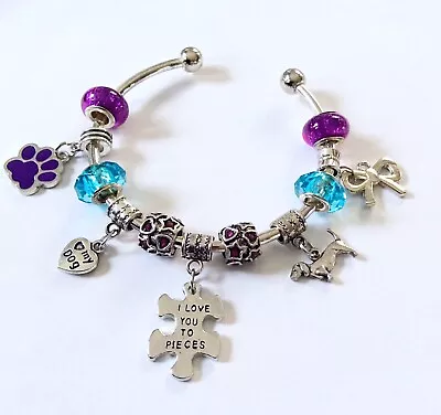 I Love You To Pieces Dachshund Bangle Charm Bracelet • $3.95