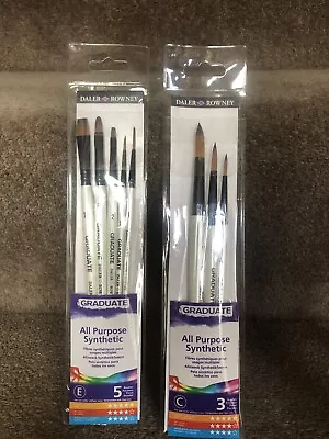 Daler Rowney Graduate All Purpose Synthetic Round Paint Brush Set Of 3 + 5 • £15.99