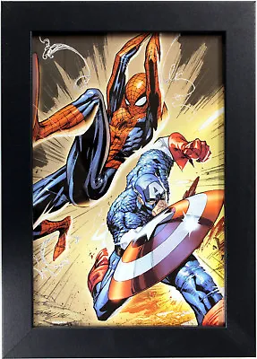 SPIDER-MAN & CAPTAIN AMERICA By J. Scott Campbell ~ FRAMED ART ~ (Print/Poster) • $29.99