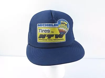 Vintage Michelin NTW Tires Blue Foam Mesh Trucker Snapback Hat Hot Air Balloon • $34.99