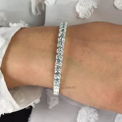 Gorgeous 7Ct White Diamonds Bangle Openable Bracelet 925 Silver-VIDEO • $90