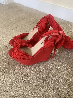 Miss Selfridge Red Wedges Size 7 • £9.99