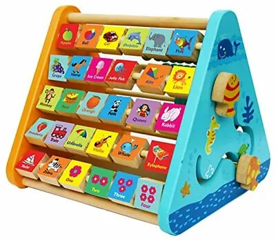 £57.02 • Buy TOWO Wooden Activity Centre Triangle Toys - Wooden Alphabet Blocks Abacus Clock 