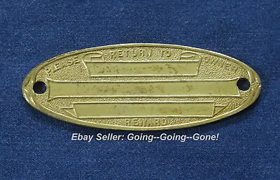 ANTIQUE 1900's BRASS ID PLAQUE FOR TRAVEL TRUNKS LUGGAGE RETURN FOR REWARD OVAL • $8.99