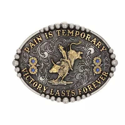 Montana Silversmiths Pain Is Temporary Bull Riding Attitude Buckle A829 • $55