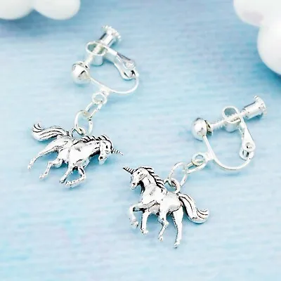 Unicorn Clip On Earrings Also Available For Pierced Ears Girls Jewellery Gift • £5.99