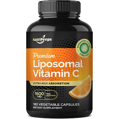 $17.99 • Buy NutriPeeps Liposomal Vitamin C 1600mg -180 Capsules Immune System Supplement