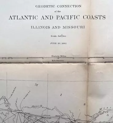 1882 Antique Map: Coast Survey Atlantic-Pacific Con. Illinois & Missouri 23 • $12