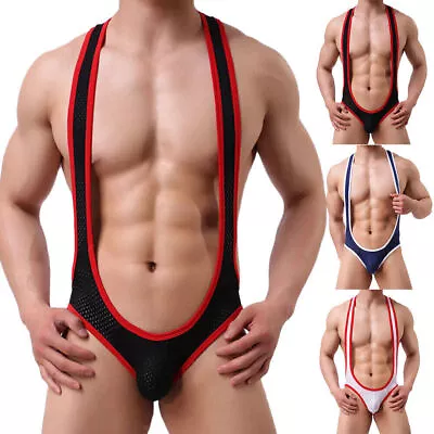 Men Backless Briefs Jockstrap Mankini Gay Bodysuit Underwear Wrestling Singlet  • £11.87