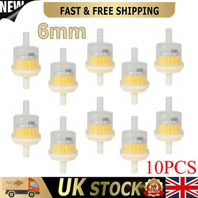 10PCS Universal Small Inline Gas/Fuel Filter 6MM Fits For Lawn Mower Engine HOT • £6.55