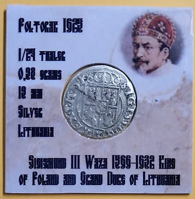 💰 1625  Poltorak Poland - Sigismund III Vase - Silver Coin #178 • $12.99