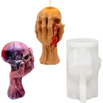 £7.86 • Buy Halloween Silicone 3D Hand Hold Skull Candle Mold DIY Soap Wax Resin Mould Craft