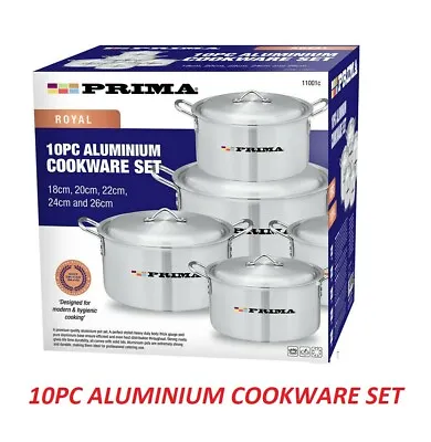 £45.60 • Buy 10pc Aluminium Cookware Set Cooking Pots Casserole Catering Saucepan Pan Dish