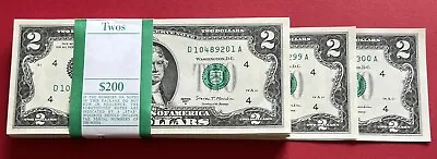 100 (One Stack) UNCIRCULATED 2017A Two Dollar Bills BEP - D ($200 Face Value) • $265