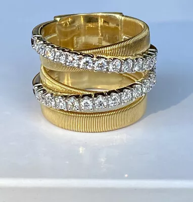 Marco Bicego Masai Goa Diamond 18K Yellow Gold 5 Row Band Ring Sz 6.25 $7160+ • $3495