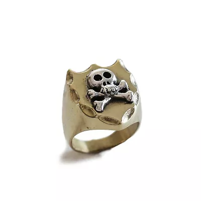 Skull Mexican Biker Ring Silver Brass Pirate Men Trucker Unique Cross Vintage 7 • $68