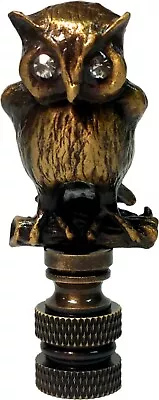 Lamp Finial-RHINESTONE OWL-Aged Brass Finish Highly Detailed Metal Casting • $12.50