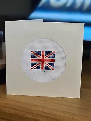 Union Jack Greetings Card Handmade Completed Cross Stitch • £3.10