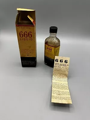 VINTAGE 666 LIQUID MONTICELLO DRUG COMPANY ORIGINAL BOTTLE BOX & PAPERWORK Rare • $50