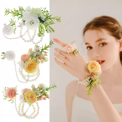 Wrist Corsage Wedding Bridesmaids Pearl Bracelet  Artificial Flower Wristlet Lot • £3.13