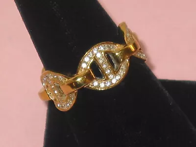 Designer Michael Kors ~ Gold Plate & Rhinestones Chain Ring ~ Size 7 • $50.36