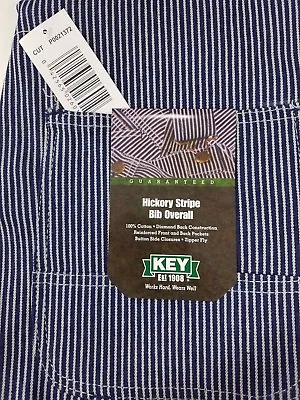 NEW Mens Authentic KEY IMPERIAL Carpenter Bib Overalls Hickory Stripe 100%cotton • $46.95