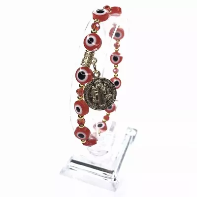 San Benito Pulsera Mal De Ojo Saint Benedict Evil Eye Bracelet Stretch Amuleto • $10.99