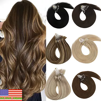 Micro Loop Human Hair Extensions Micro Links Micro Beads Remy Brazilian Hair 12A • $24