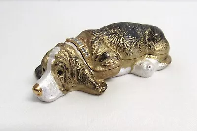 Handsome Hound Dog Enamel & Crystal Hinged Trinket Box - Magnetic Closure • $49.99