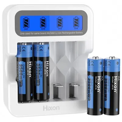 Hixon New Gen 3500mWh Rechargeable AA Lithium Batteries With LCD Smart Charger  • $28.48