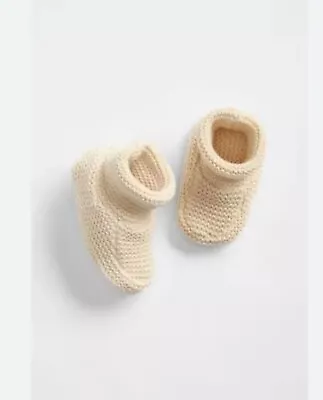 Baby Gap Brannan Knitted Booties Ivory French Vanilla 0-3 Months Slippers Socks • £6.44