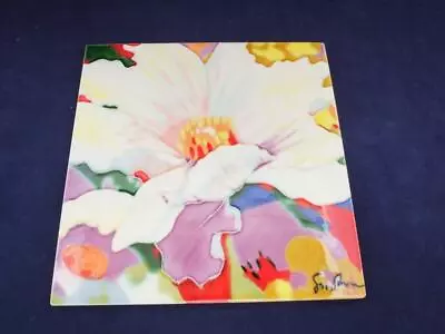 Ceramic Picture Tile Plaque Because Of You Floral Design 8 X 8 Inches. • £22.96