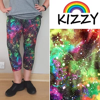 Galaxy Capri KIZZY LEGGINGS Sizes 6-22 STURDY SOFT Funky Printed UK  • £10.50