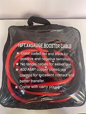 16 Ft 4 Gauge Heavy Duty Booster Cable Jumping Start Cables Power Jumper W/Pouch • $26.99