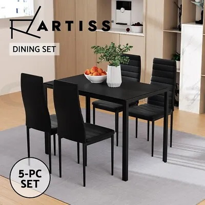 $236.96 • Buy Artiss Dining Chairs And Table Dining Set 4 Chair Set Of 5 Wooden Top Black