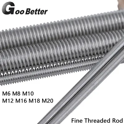 £15.23 • Buy M6 M8 M10 M12 M16 M18 M20 Fine Threaded Rod Studding Bar Stud A2 Stainless Steel