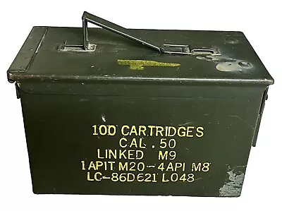 Original .50 CALIBER 5.56mm Military AMMO CAN M2A1 50CAL METAL AMMO CAN BOX VGC • $23.77