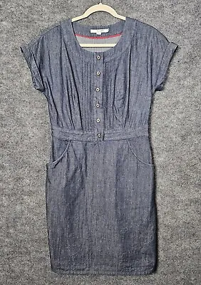 Boden Denim Dress Womens 6R Blue Short Cuff Sleeves Pockets • $26.99