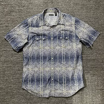 Vintage Structure Shirt Men Medium Paisley Western Pearl Snap Disco Cowboy Y2K • $18.98